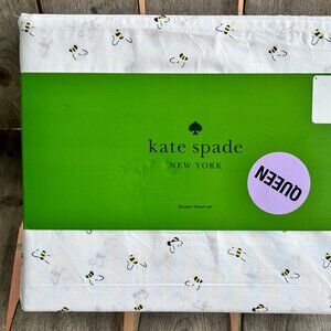 Kate Spade BEES BUMBLE BEES Sheet Set - Queen Size (crisp cool cotton percale)